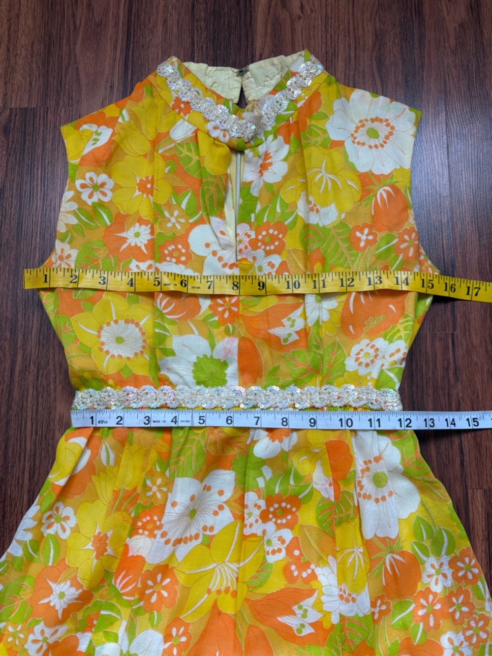 vintage 60s 70s floral sleeveless maxi dress - Picture 6 of 8